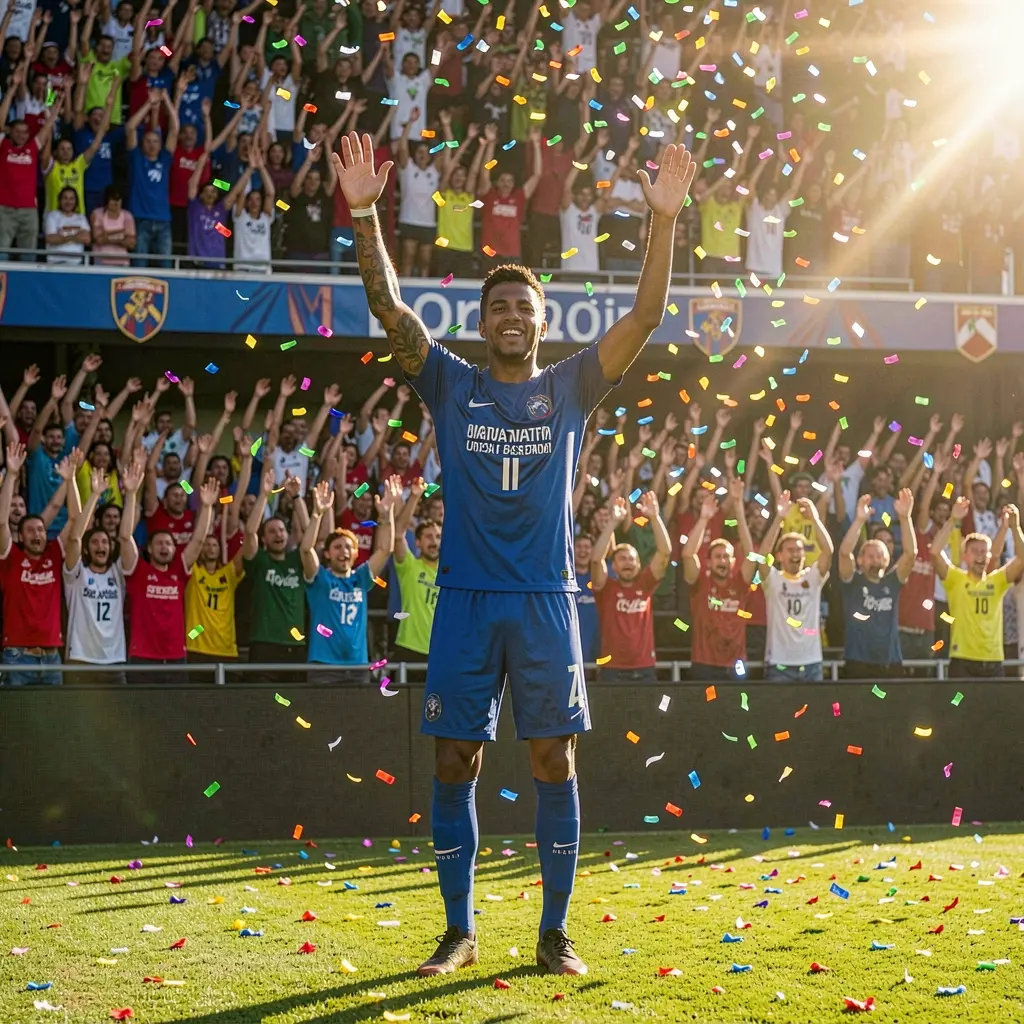 KA789 – Experience the thrill of live soccer betting in Indonesia KA789 sports betting moment with a soccer player celebrating a goal in front of cheering fans highlighting the excitement of live betting in Indonesia